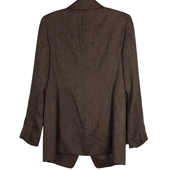 Lafayette 148 New York Wool Maroon Burgundy Tweed Herringbone Fitted Jacket 4 - Picture 2 of 8